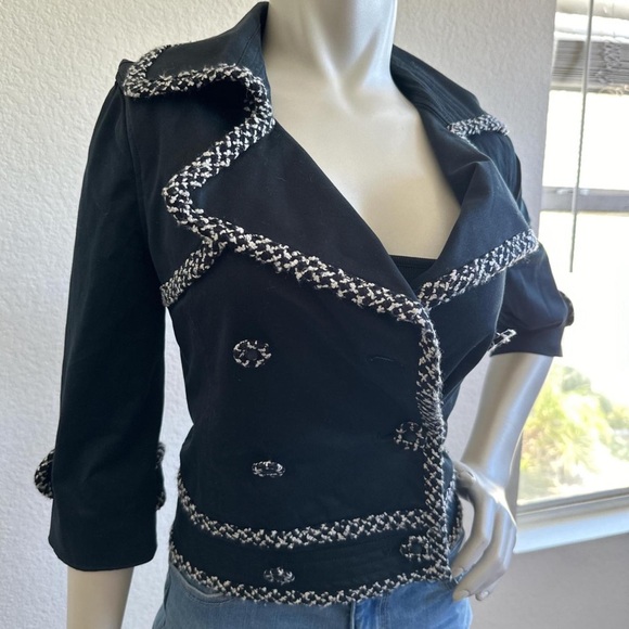 Vintage Marciano Navy and White Blazer with Geometric Trim - Picture 6 of 6